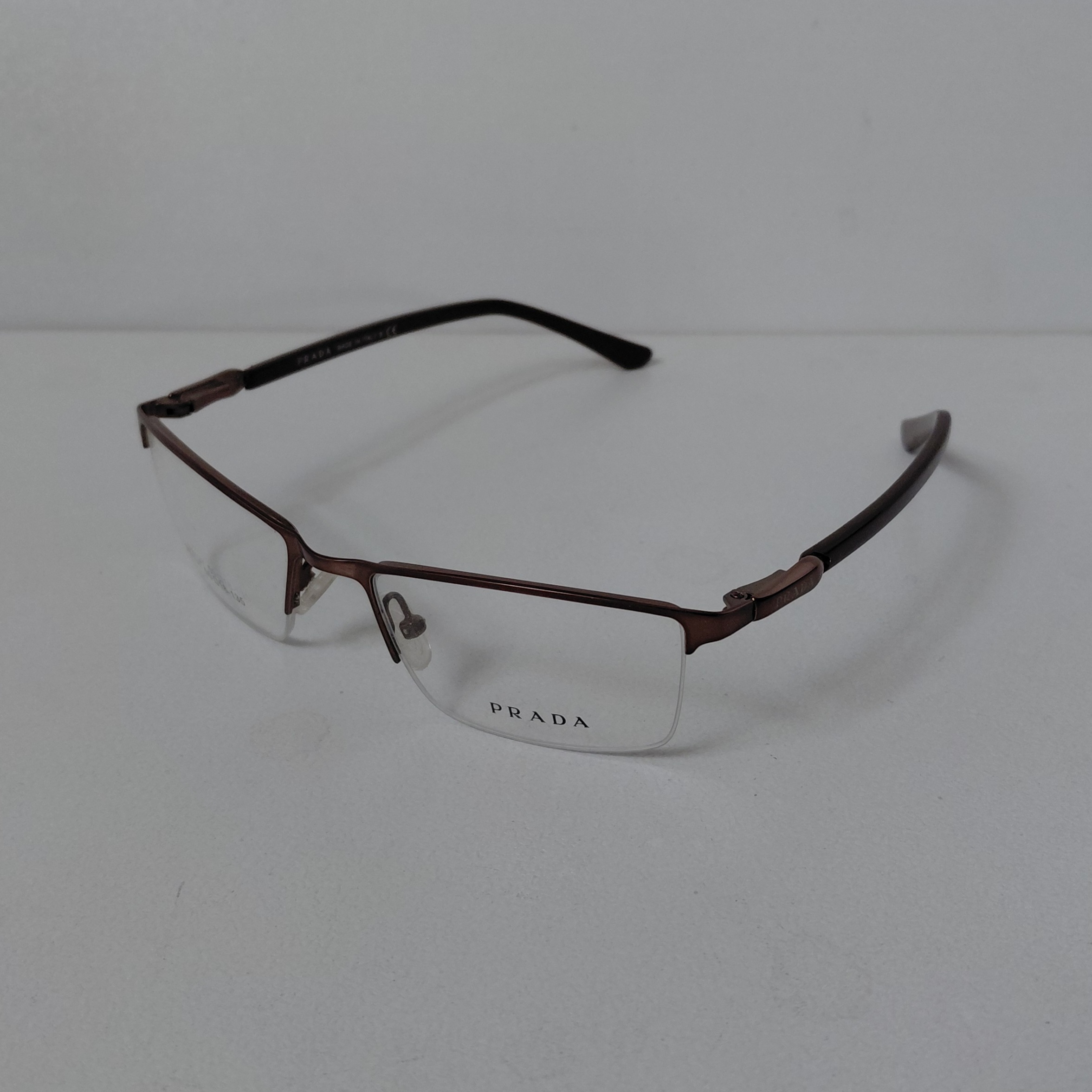 عینک طبی نیم فریم پرادا قهوه ای PRADA